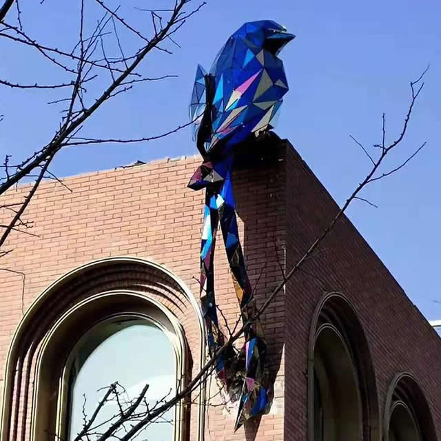几何玻璃钢鸟卡通雕塑