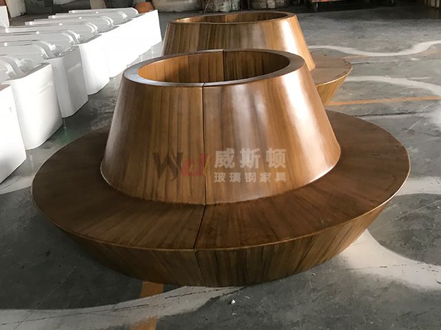 玻璃钢仿木树池座椅