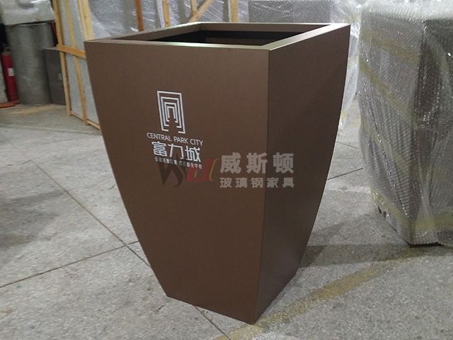 物业菱形烤漆咖啡色不锈钢花盆