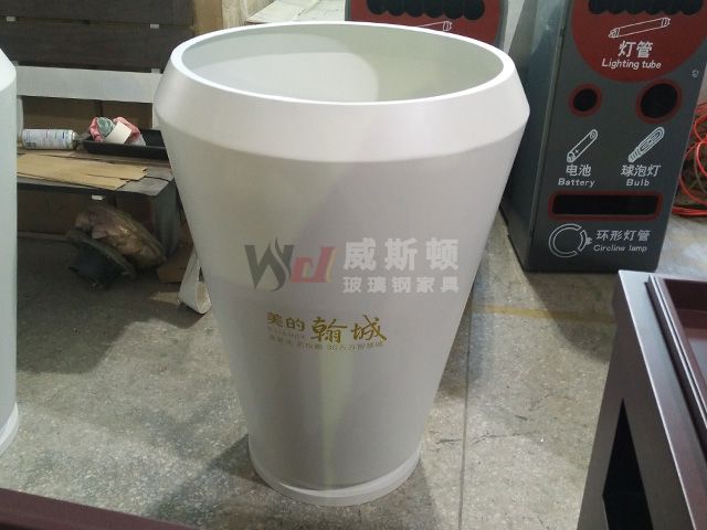 物业白色烤漆不锈钢花钵