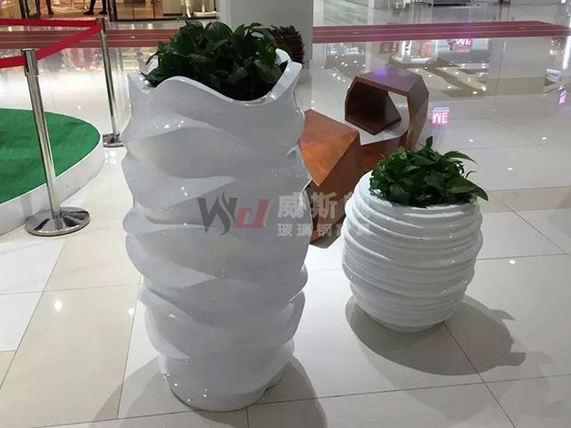 商场波浪玻璃钢景观花盆