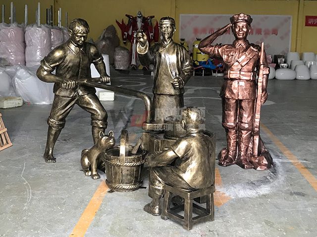 景点仿铜玻璃钢人物雕塑