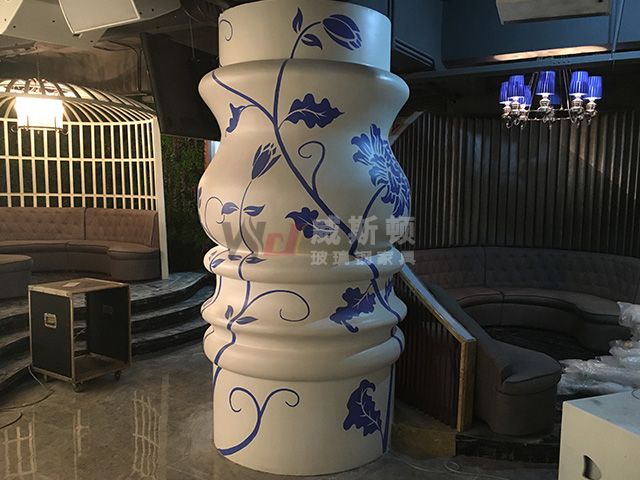 KTV玻璃钢青花瓷罗马柱装饰造型