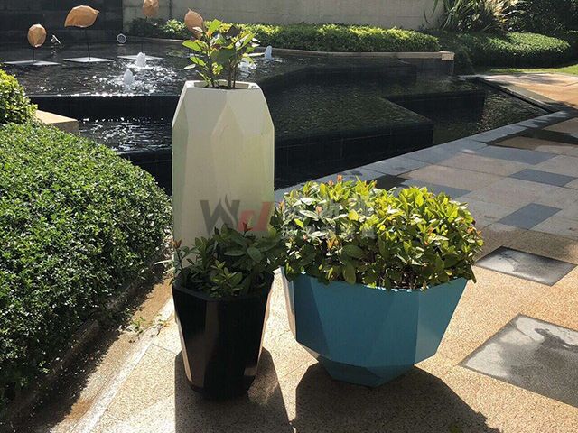 室外菱形玻璃钢组合花盆