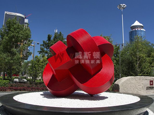 户外广场同心结玻璃钢城市雕塑